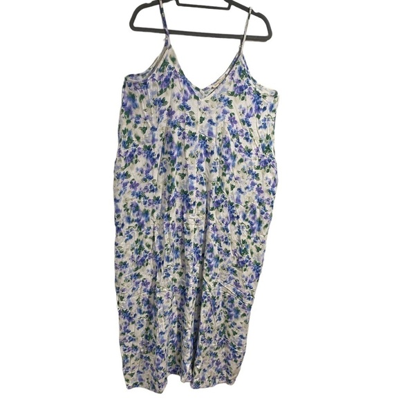 Lovestitch maxi dress pockets floral medium oversized flowing soft rayon - Picture 1 of 5